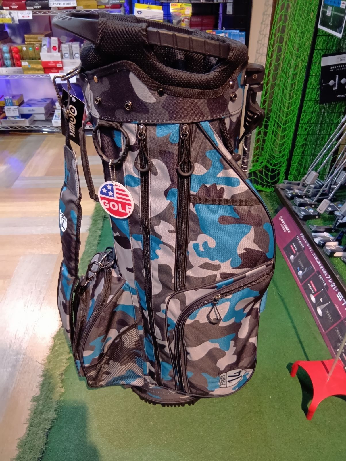 Cb ♥品 OOWLS 14分割 スタンドキャディバッグ ブルーカモ 9.5型 軽量 47インチ対応 JYPRF23FSB 2025年モデル JYPER Sオリジナル商品 大崎店