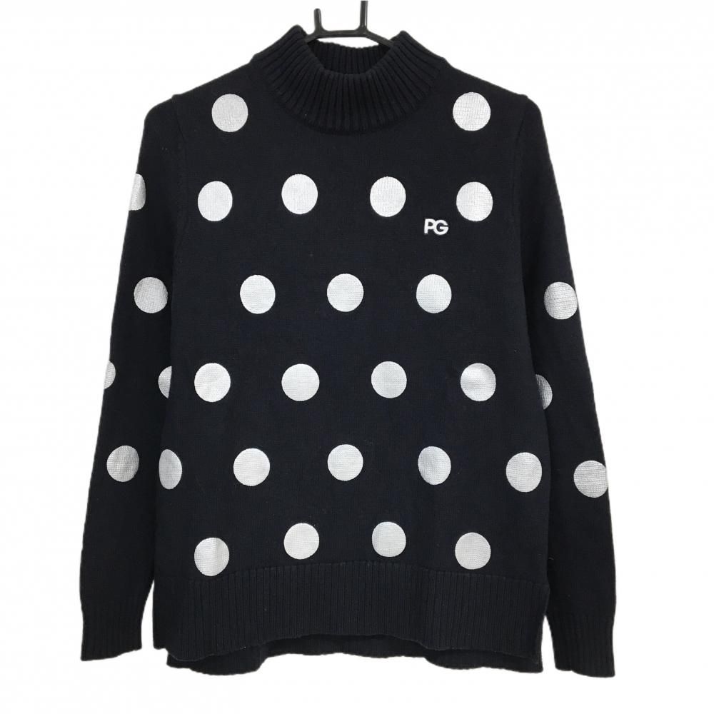 超美品】パーリーゲイツ ハイネックセーター ネイビー×シルバー 超美品】パーリーゲイツ ハイネックセーター ネイビー×シルバー