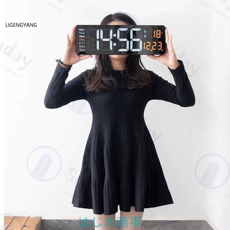 時計 壁掛け時計 LED デジタル時計 壁掛け 卓上 大文字 大型 目覚まし時計 気温 日付表示 アラーム カウントダウン カウントアップ ストッ NEXPOTALLINN_EU