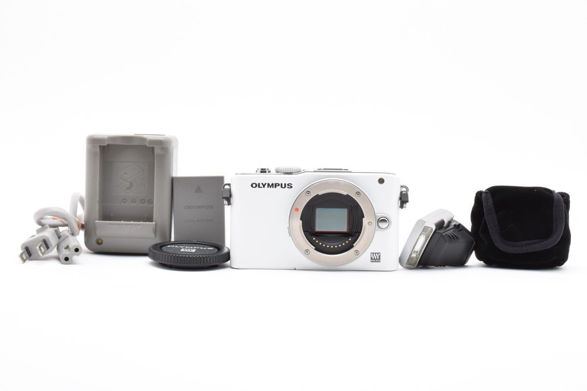 ショット数2577回 OLYMPUS PEN Lite E-PL3 ボディ ホワイト 充電器付き AYM4646 22