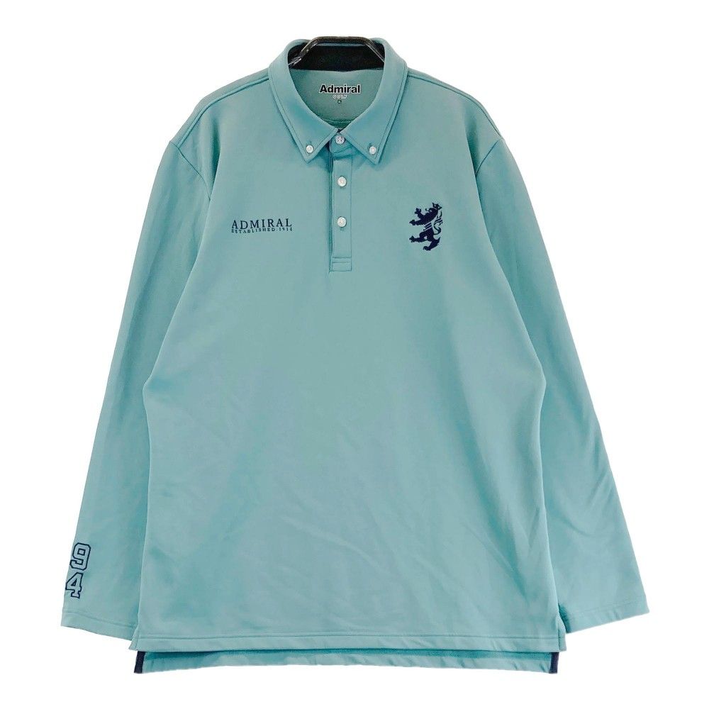 サイズ：XL ADMIRAL アドミラル 長袖ポロシャツ ボタンダウン ボーダー柄 グリーン系 [240101227789]# ゴルフウェア メンズ