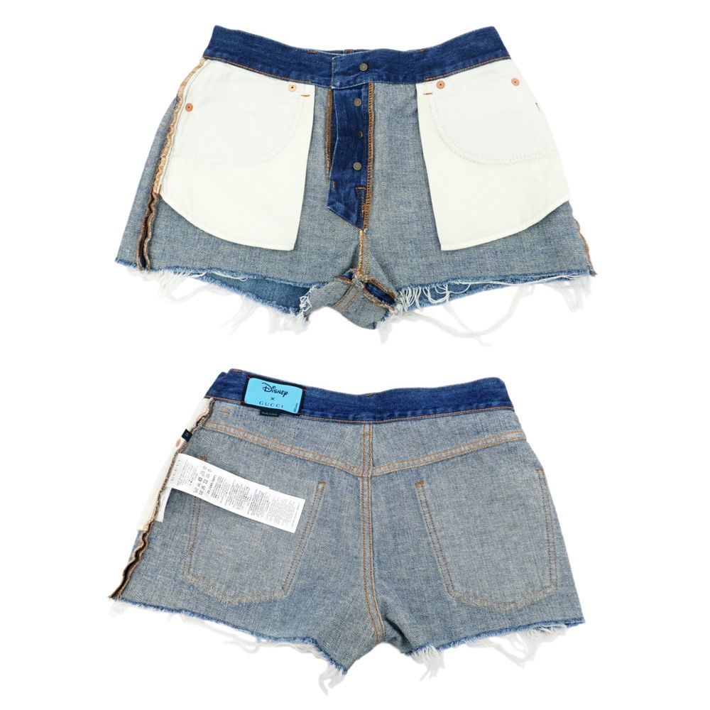 名東】グッチ ディズニーコラボ デニムショートパンツ ドナルド 652655