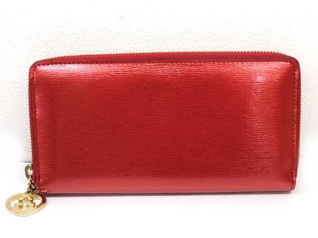 美品 グッチ ハート インターロッキング 308005 レザー レッド 赤  