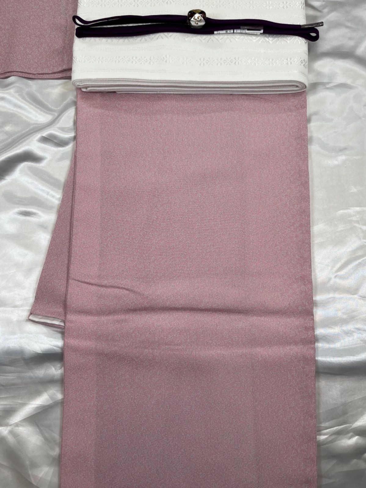 夏豪華絢爛綺麗美品絽ピンクグレー小紋身丈160cm裄丈70cm正絹単衣(未 