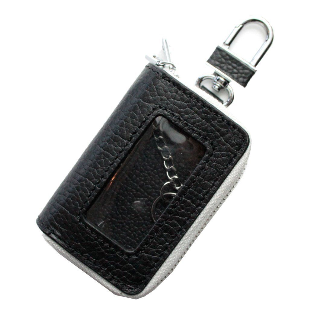 【人気商品】ASK-2CMW013 ブラック×ホワイト 両面クリア窓付きダブルファスナータイプ スマートキーケース 【AWESOME/オーサム】