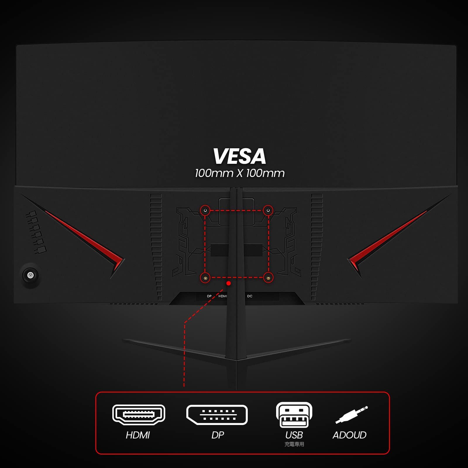 新着商品】1080P パネル/ フルHD/FreeSync/ VA 100%sRGB/広視野角/VESAマウント対応 3000R/ モニター  液晶ディスプレイ モニター PC/ 曲面/湾曲/カーブ型 144Hz/165Hz PS4/ 湾曲 PS5/ 32イン メルカリShops