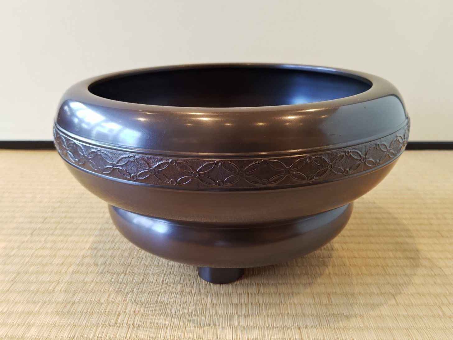 逢絢亭 茶道具 瓶掛 砂張銅 箪瓢形 帯七宝紋 唐銅風炉師 福島宗秀 共箱入り