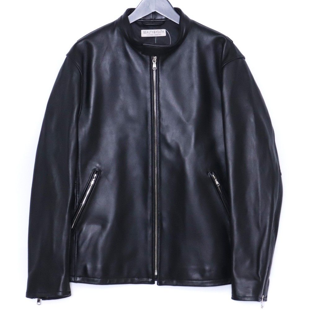 BEAUTY&YOUTH レザー シングルライダースジャケット L ブラック BEAUTY&YOUTH UNITED ARROWS シープレザー シングル ライダース