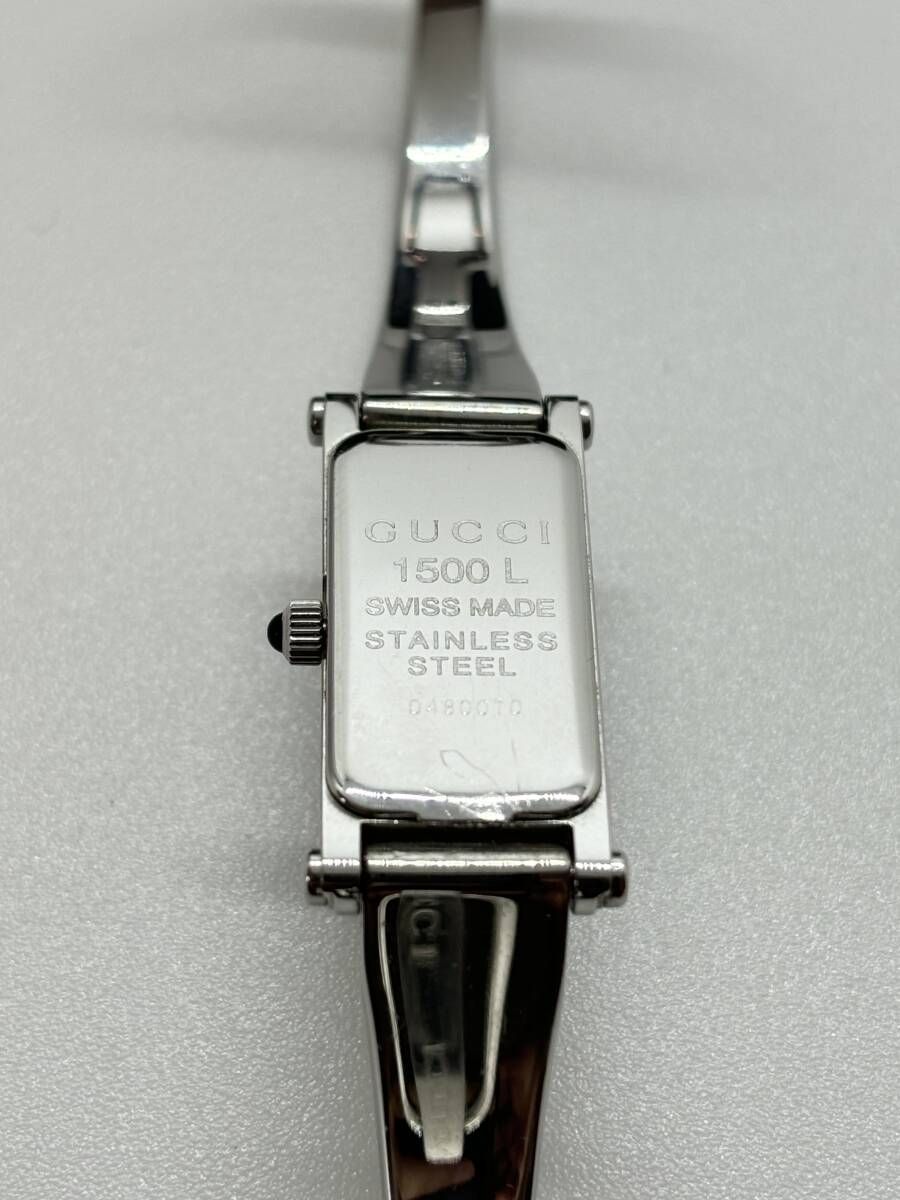 【稼働】 箱付き 美品 GUCCI 腕時計 1500L ブラック文字盤 シルバー 58 稼働 GUCCI 箱付き レディース 時計 シルバー 2305L ブラック