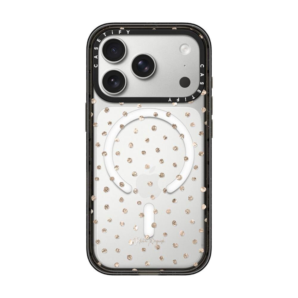 在庫処分 CASETiFY インパクトiPhone 17 Pro ケース MagSafe対応|薄型 軽量|耐衝撃 - Girly G Dots by Nature Magick - Shimmery G Glitter Polka Dot