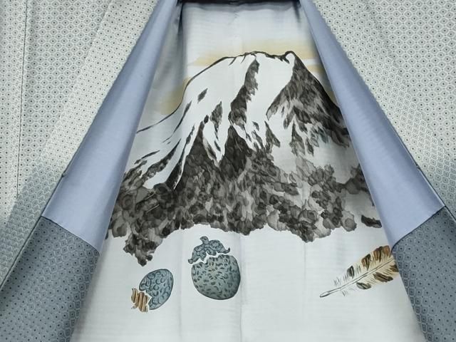 平和屋着物○男性 色紋付・羽織セット 菱繋ぎ地紋 羽織：暈し染め