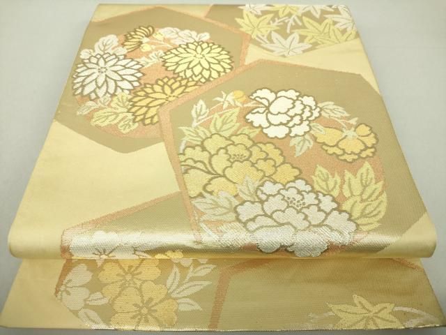 平和屋着物●西陣 川島織物 六通柄 本袋帯 草花文 金銀糸 正絹 DAAS3564ps