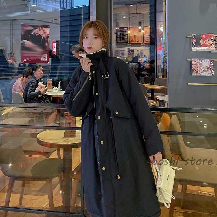 ハイネック モッズコート レディース 裏ボア 折り襟 冬 中綿コート ロングコート 裏起毛 ロング丈 ミリタリーコート 裏ボアコート ゆったりWP 28