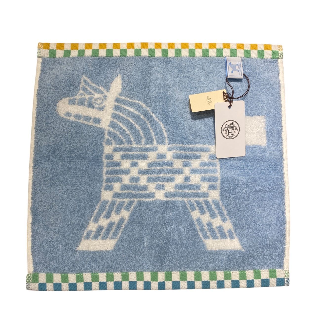 ☆EM0311 HERMES エルメス タオル カレ アニモー ナッテ ブルー 未使用