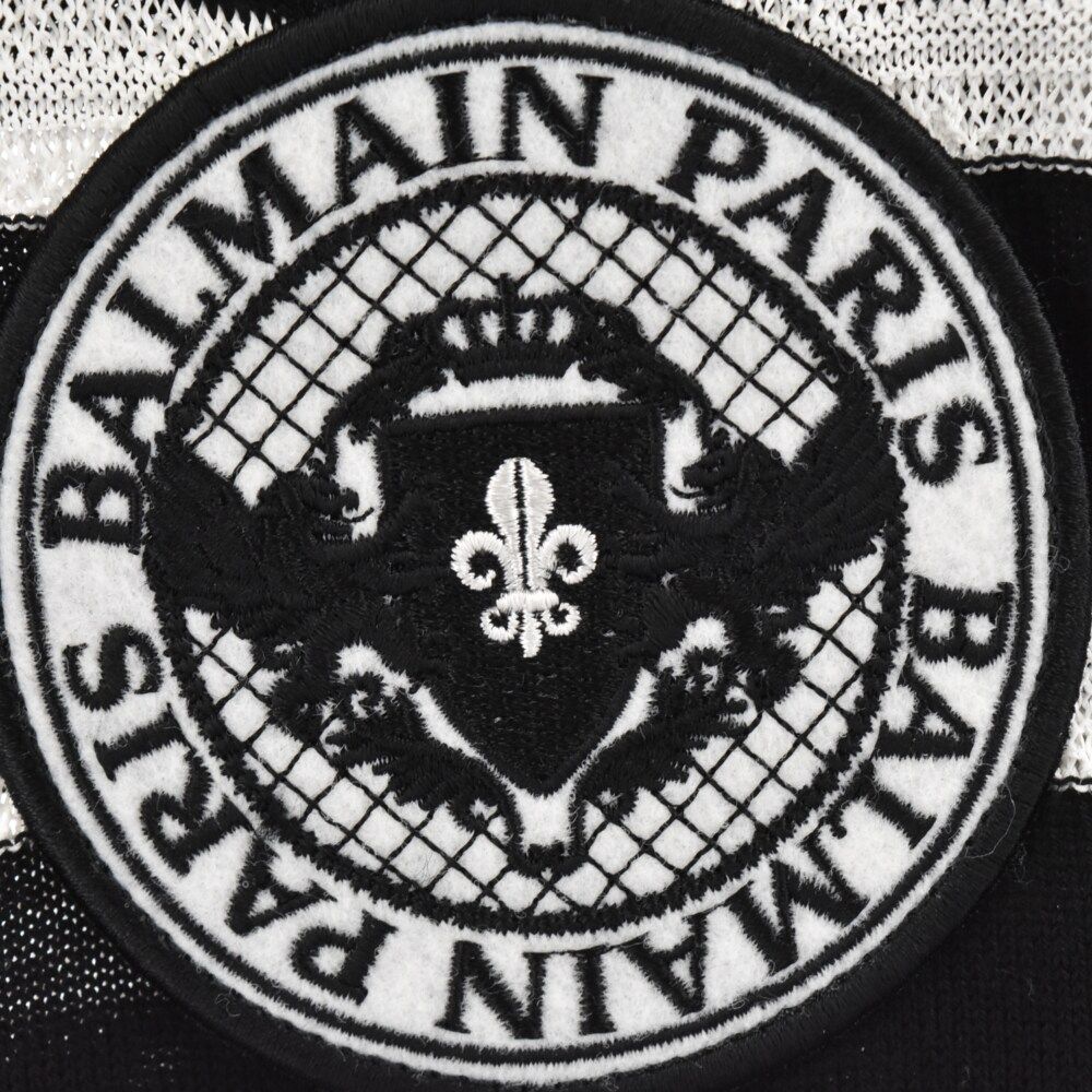 BALMAIN (バルマン) Emblem Border Knit Cardigan エンブレムボーダー
