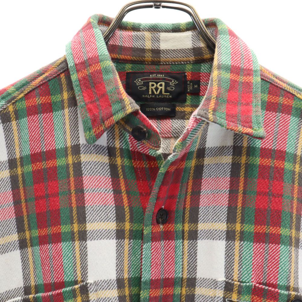 RRL インパクト21社製 チェック柄 長袖 シャツ M 赤系 ダブル