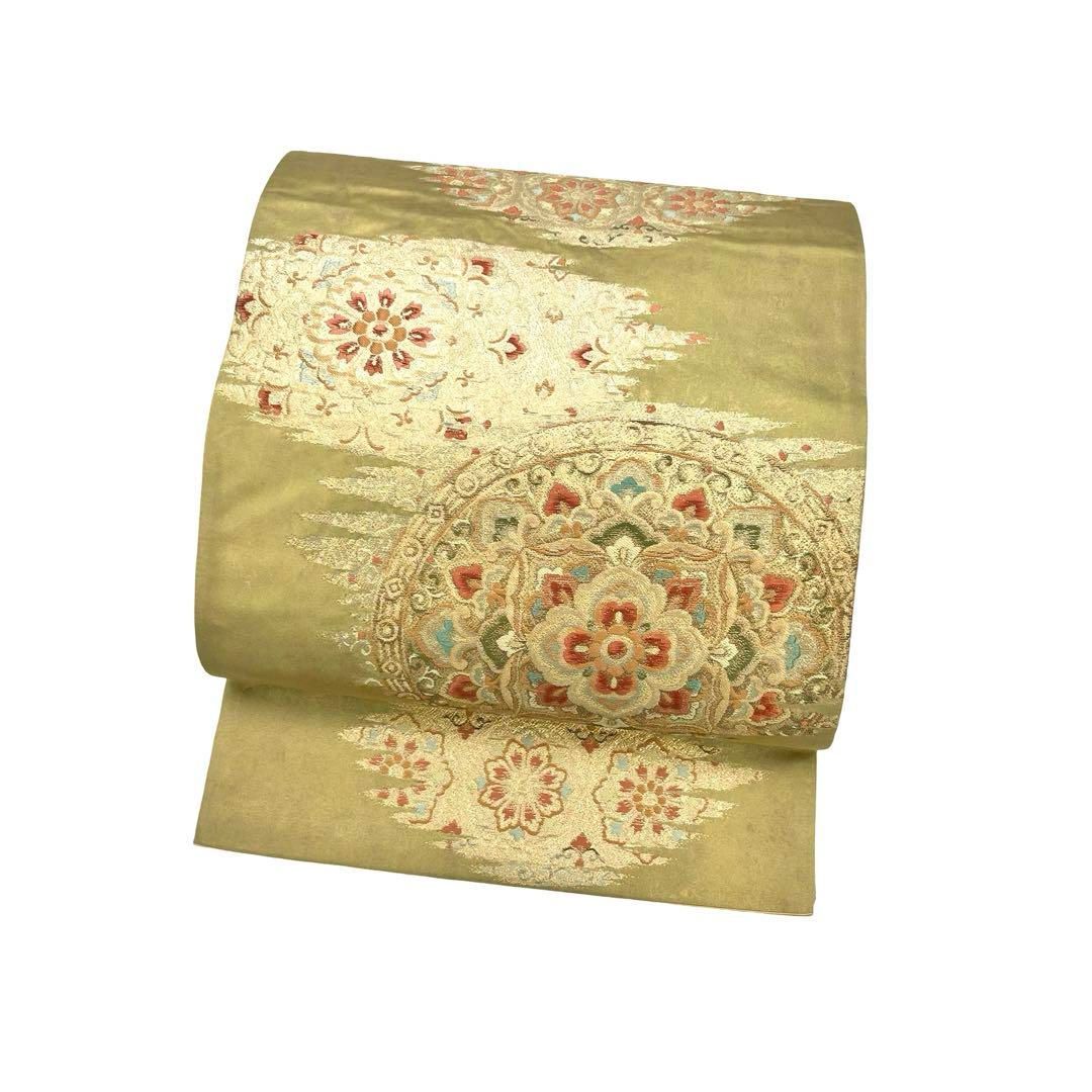 袋帯 美しい華柄模様 金糸 金色 O-3872 - メルカリ 