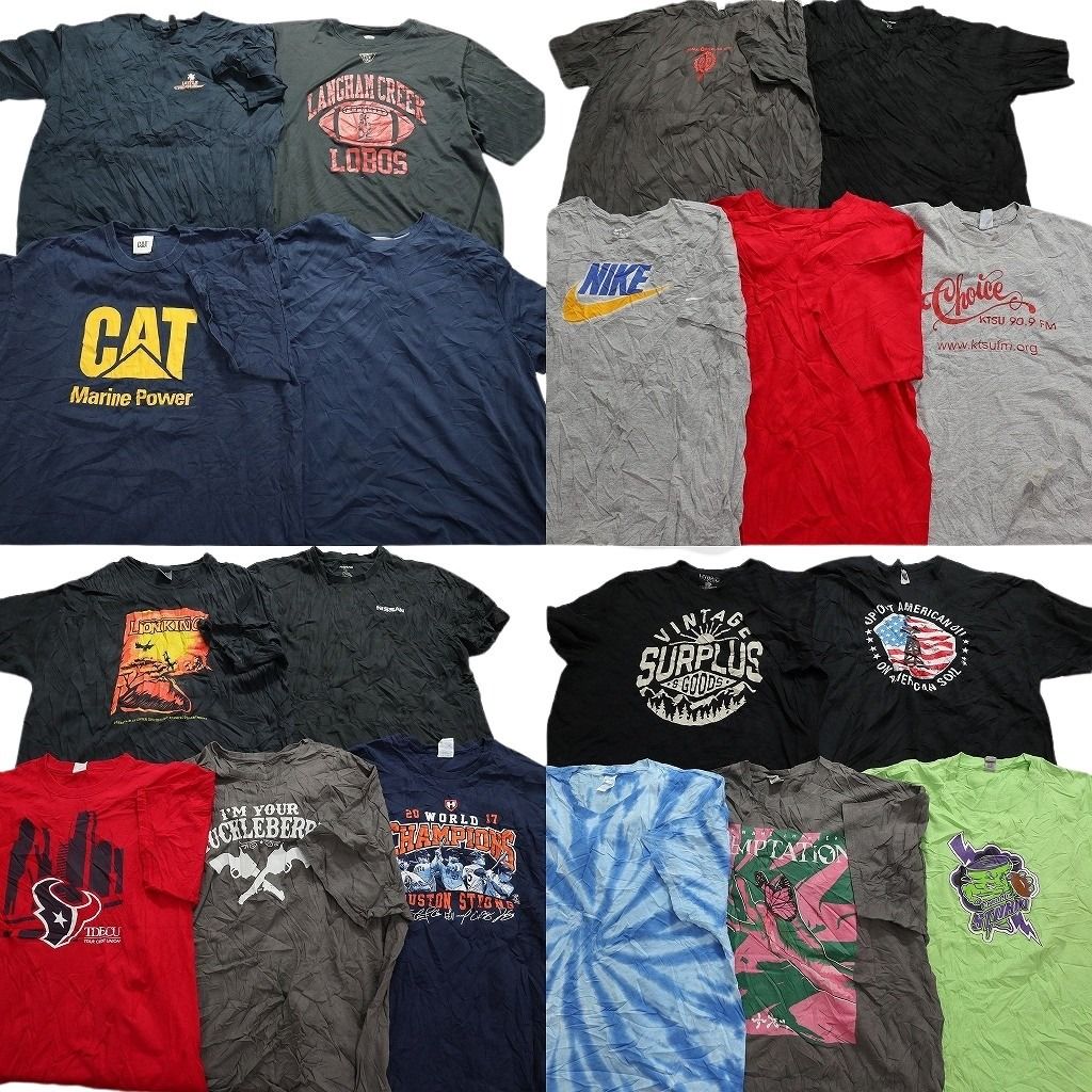 古着卸 まとめ売り カラーmix プリント 半袖Tシャツ 19枚セット (メンズ 2XL ) 無地系 カレッジ系 タイダイ MT6787