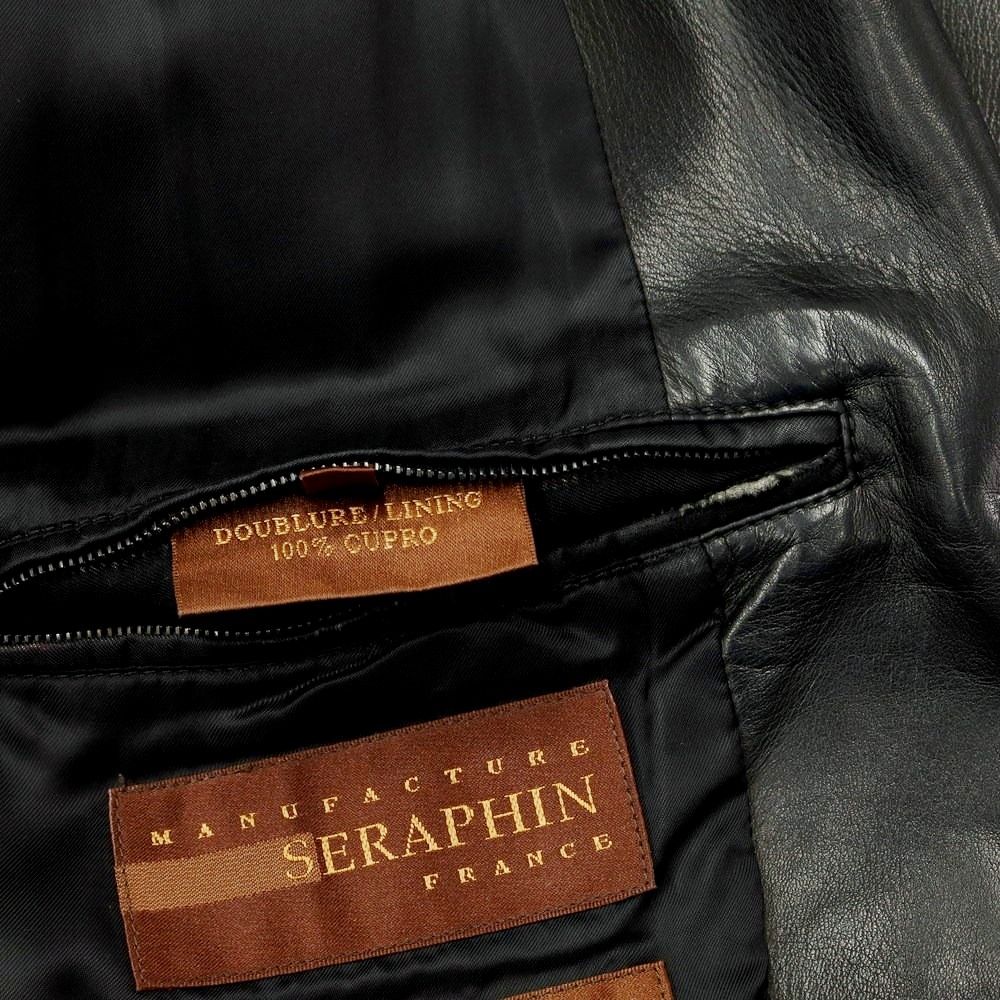 SERAPHIN ラムレザー ブラックジャケット サイズ48 SERAPHIN（セラファン）BIKER ANDYバイカーアンディ ラムレザー
