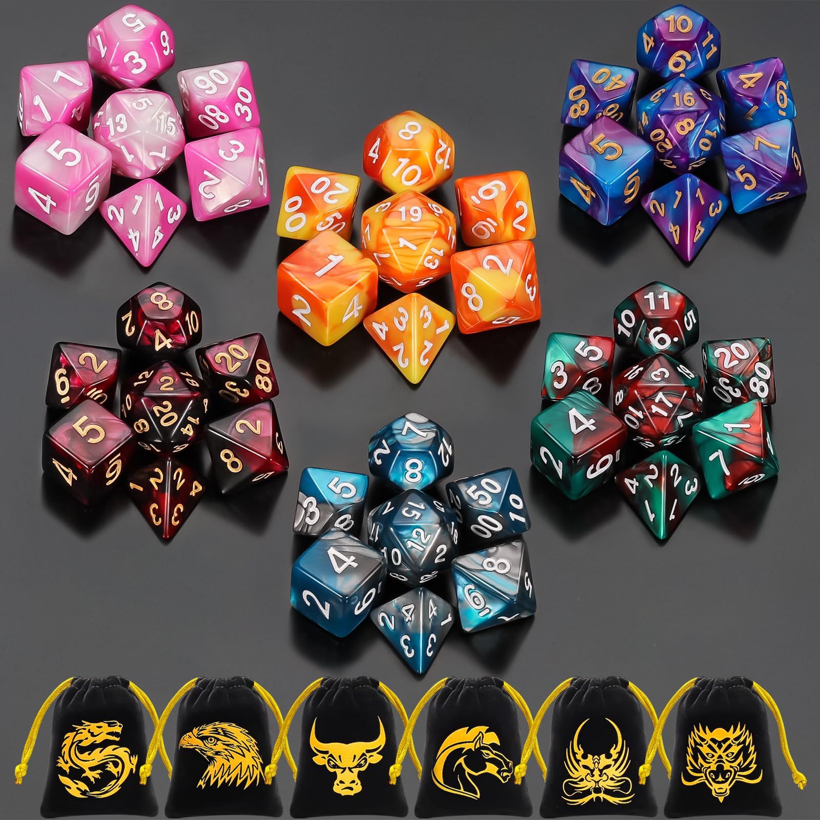 Dice Polyhedral Set Dragons Dungeons DND 0 - 42-Piece For &amp; 1 Dnd RPG for Ubuy