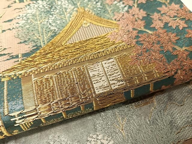 平和屋着物▽六通柄袋帯 京洛園 三千院 金銀糸 引箔 正絹 逸品