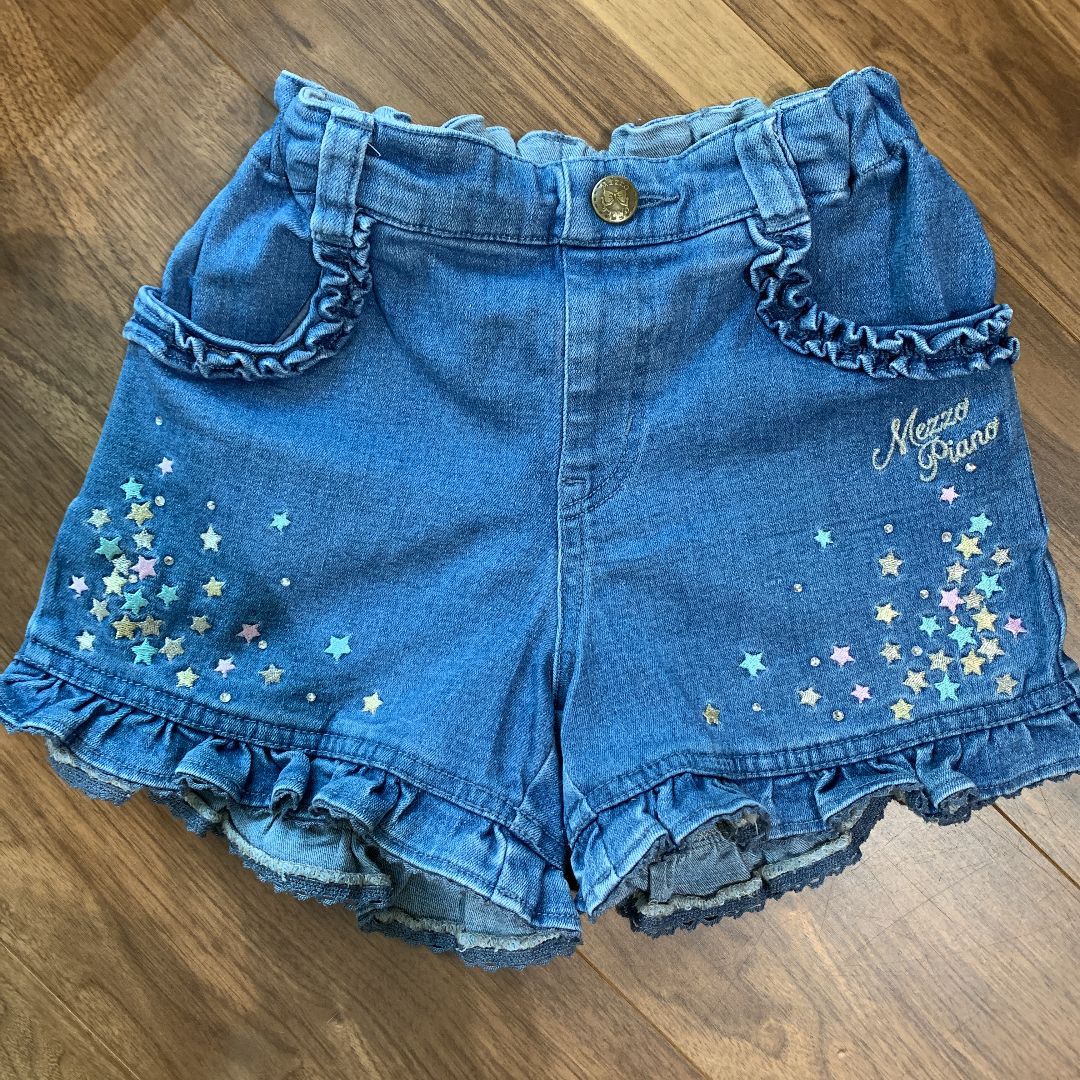 美品！mezzo piano メゾピアノデニムショートパンツ 塗り