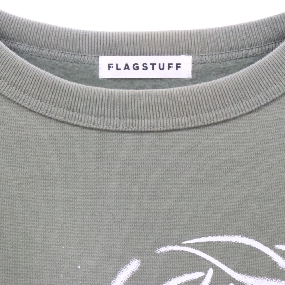 F-LAGSTUF-F (フラグスタフ) 22AW SWEATTRAINER フロントスプレーデザイン スウェットトレーナー カーキ 22AW-FS-37