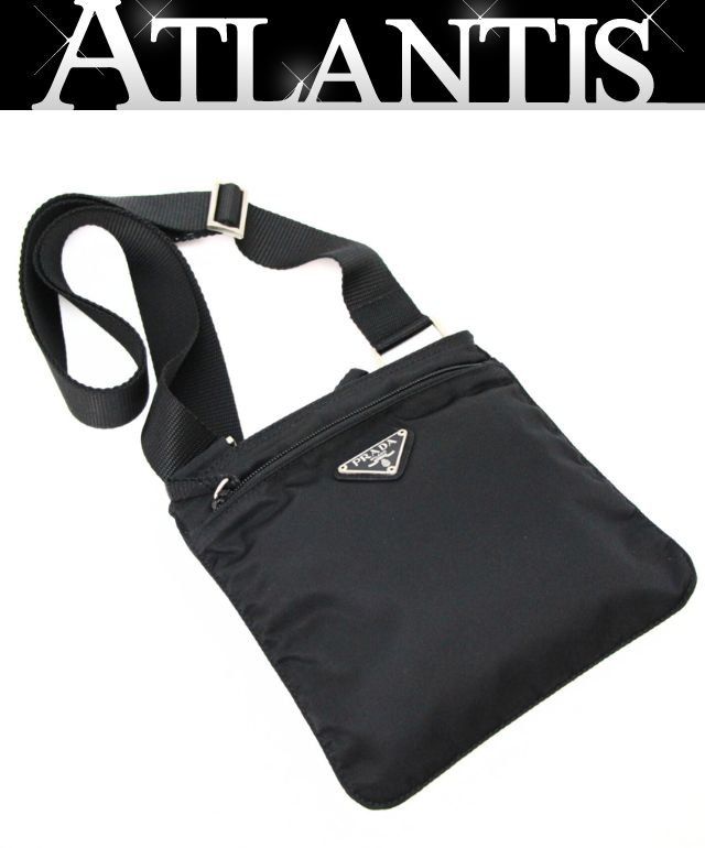 美品 プラダ PRADA ミニショルダーバッグ マチ無し ナイロン