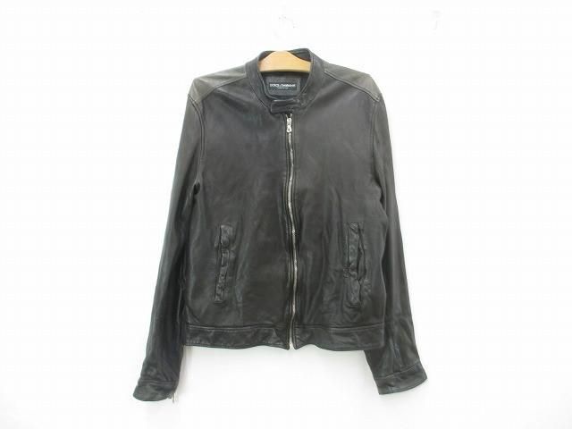ドルチェ＆ガッバーナ Dolce-Gabbana 羊革 ラムレザー ジャケット 50 ブラック 黒 メンズ