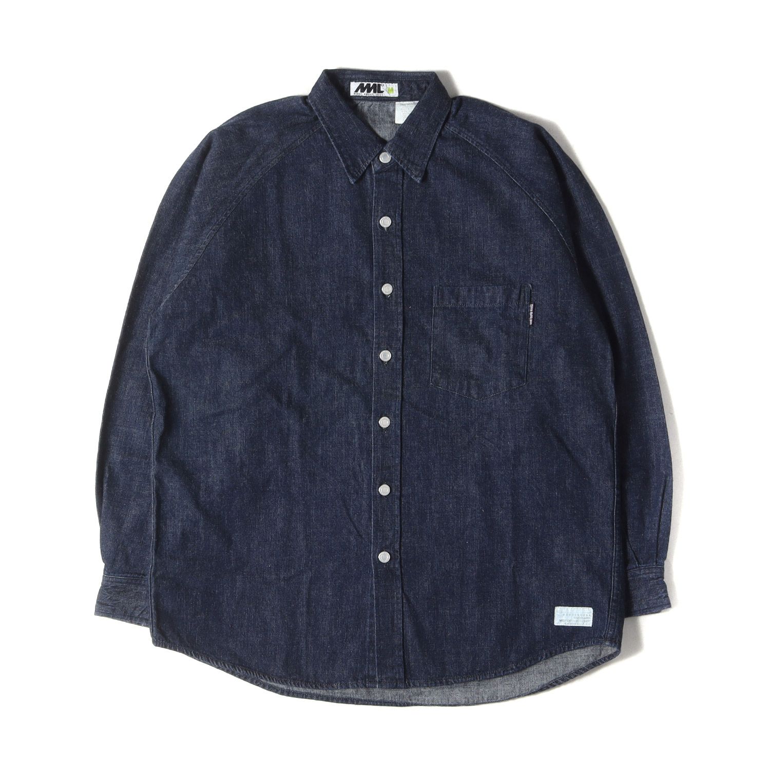 MORE ABOUT LESS モアアバウトレス シャツ サイズ:M / 90s ラグラン デニムシャツ / インディゴ / トップス カジュアルシャツ 長袖【メンズ】【中古】【K4341】 MORE ABOUT LESS モアアバウトレス シャツ サイズ:M / 90s ラグラン