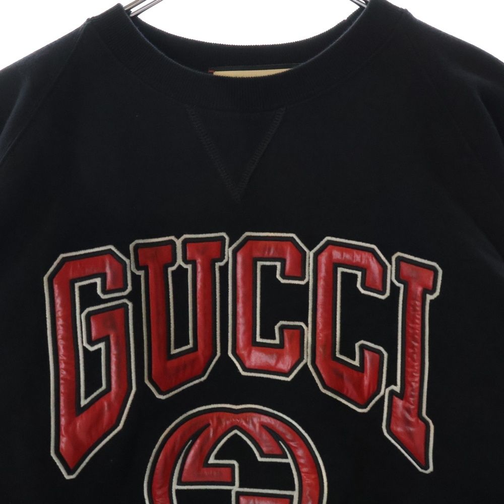 GUCCI グッチ ドローコード ロゴワッペン クルーネックスウェットシャツ トレーナー 760366 XJF0W ブラック レディース GUCCI (グッチ) ドローコード ロゴワッペン クルーネック