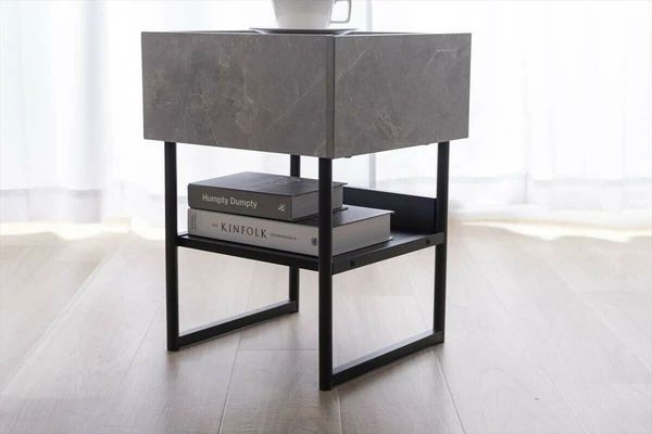 幅35cm 石目調 ストーン柄 サイドテーブル モダン 北欧風 感 机 ベッドサイド おしゃれ MARWIL-DEMENAGEMENTS_CH