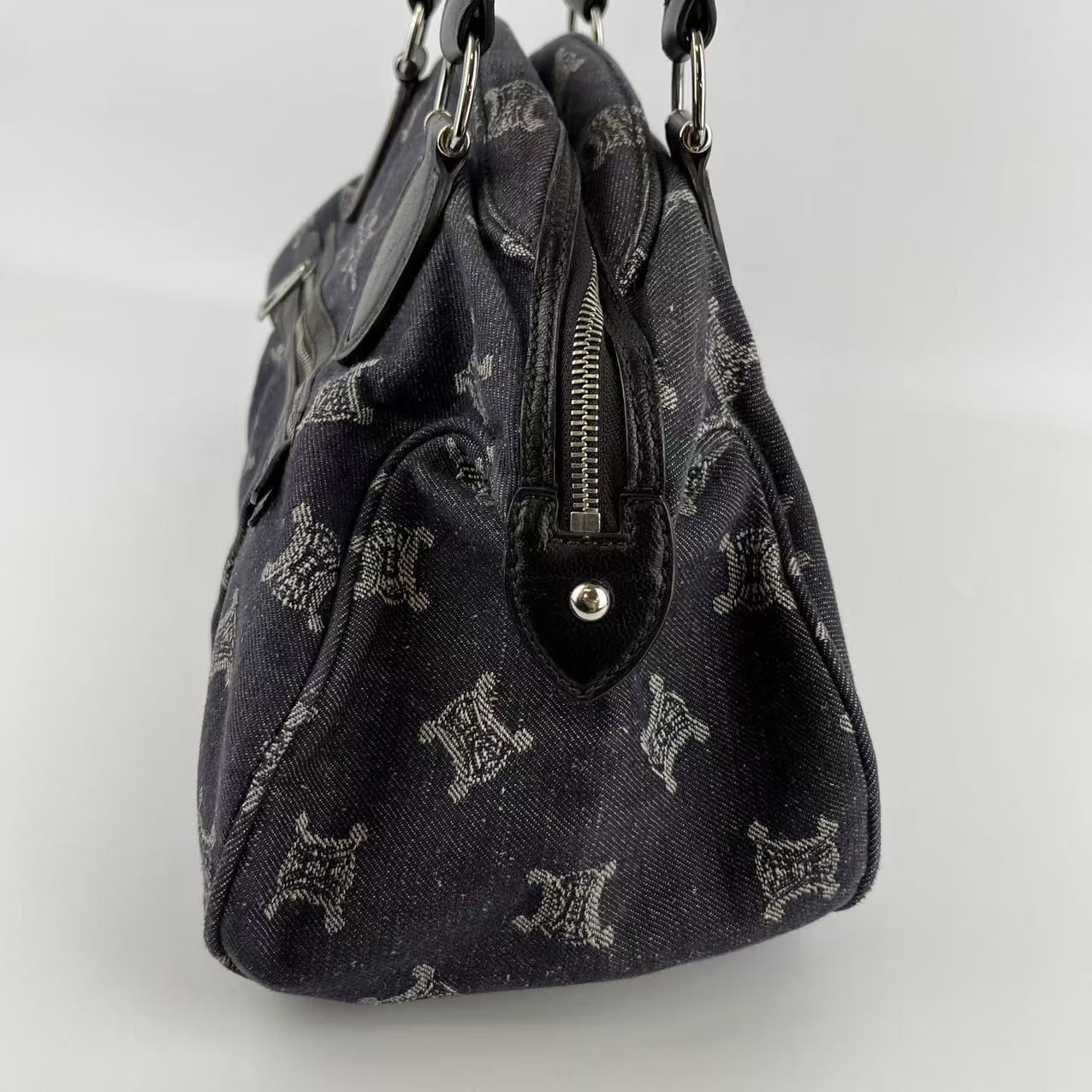 中古】CELINE セリーヌ パリマカダム柄 ショルダーバッグ ブルー