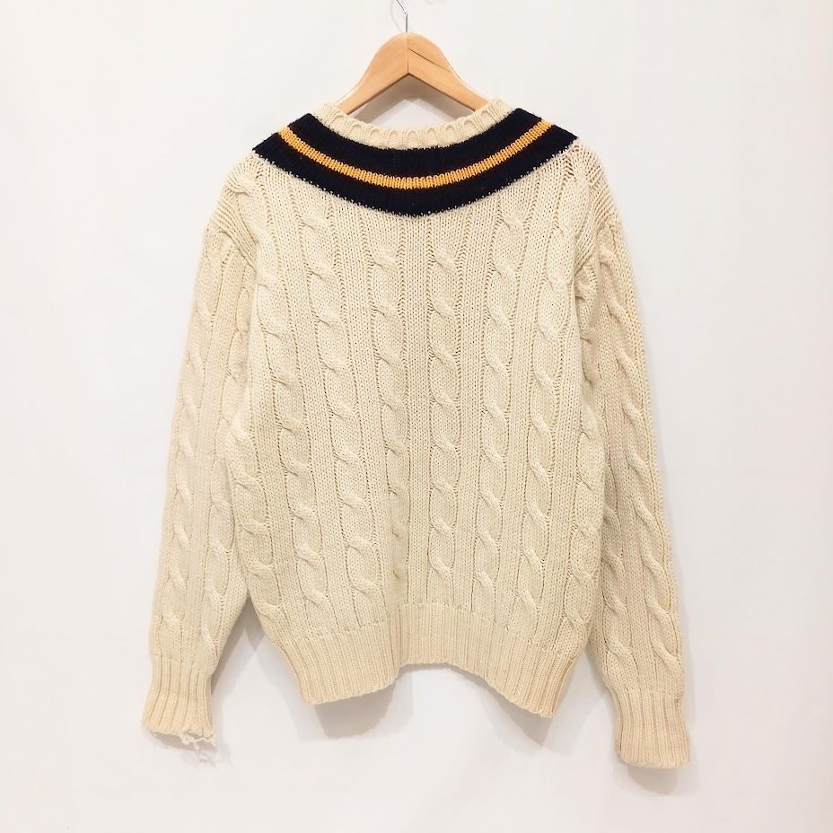 【シャープペンシル様】ポロ ラルフローレン ウール ニット セーター 古着 ポロラルフローレン 90s ウールニットセーター 刺繍ロゴ 美品 L