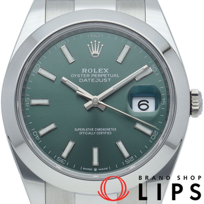 ロレックス デイトジャスト41 メンズ時計 オイスター ミントグリーン  