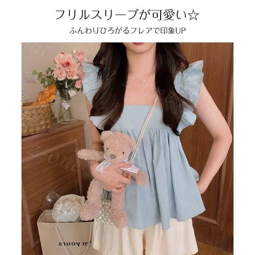 楽天市場】シフォン トップス ショート丈 フレア ノースリーブの通販