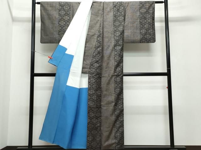 平和屋着物○本場大島紬 9マルキ 泥染め 吉祥花文 正絹 逸品