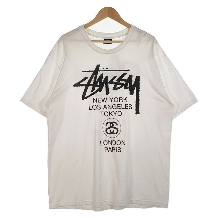 STUSSY ステューシー ワールドツアー プリントTシャツ ホワイト メキシコ製 Size XL