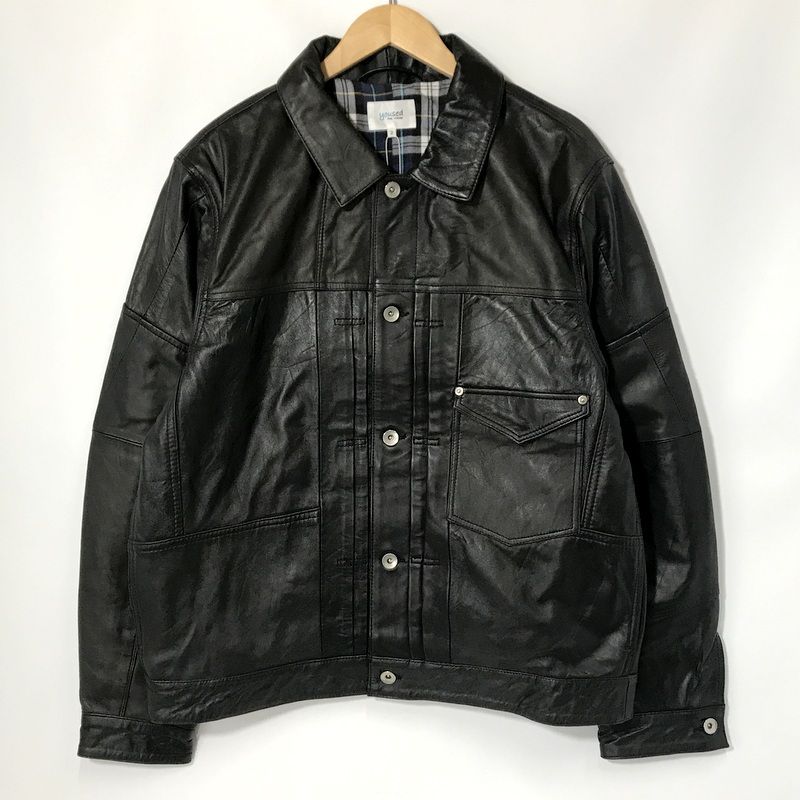 yoused レザージャケット 美品 3ポケット ファーストレザージャケット 革ジャン 古着 サイズ2 Lサイズ ユーズド アウター A12943