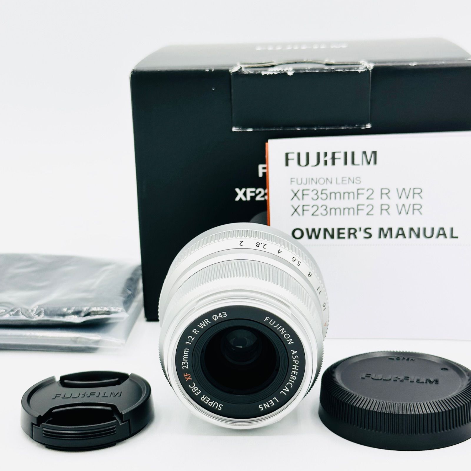 美品】富士フイルム(FUJIFILM) X 交換レンズ フジノン 単焦点 準広角 コンパクト 23mm F2 防塵防滴耐低温 絞りリング シルバー F XF23MMF2  R WR S - メルカリ