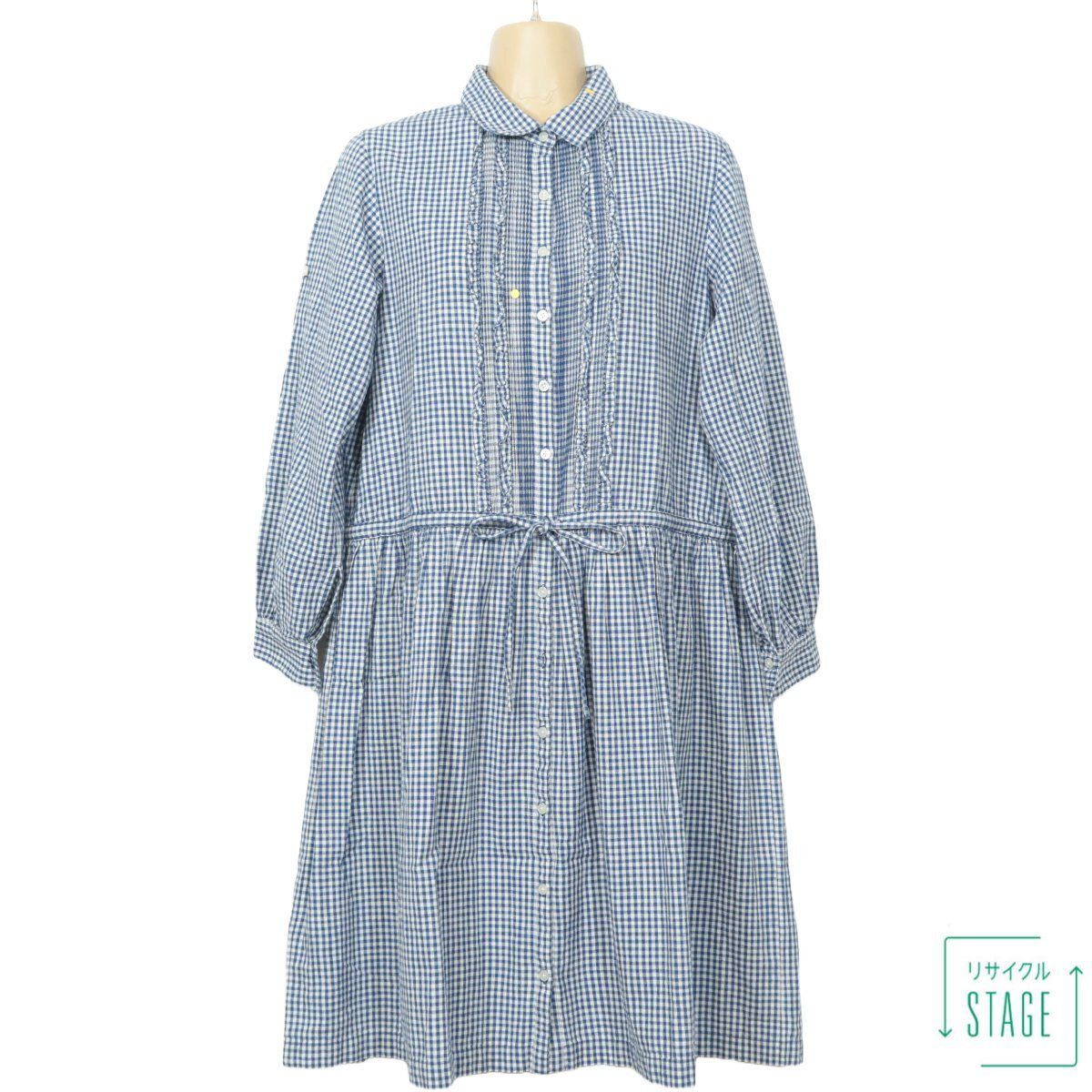 新品✨ ピンクハウス ピコフリル ロング シャツワンピース ギンガムチェック 青 新品✨ ピンクハウス ピコフリル ロング シャツワンピース