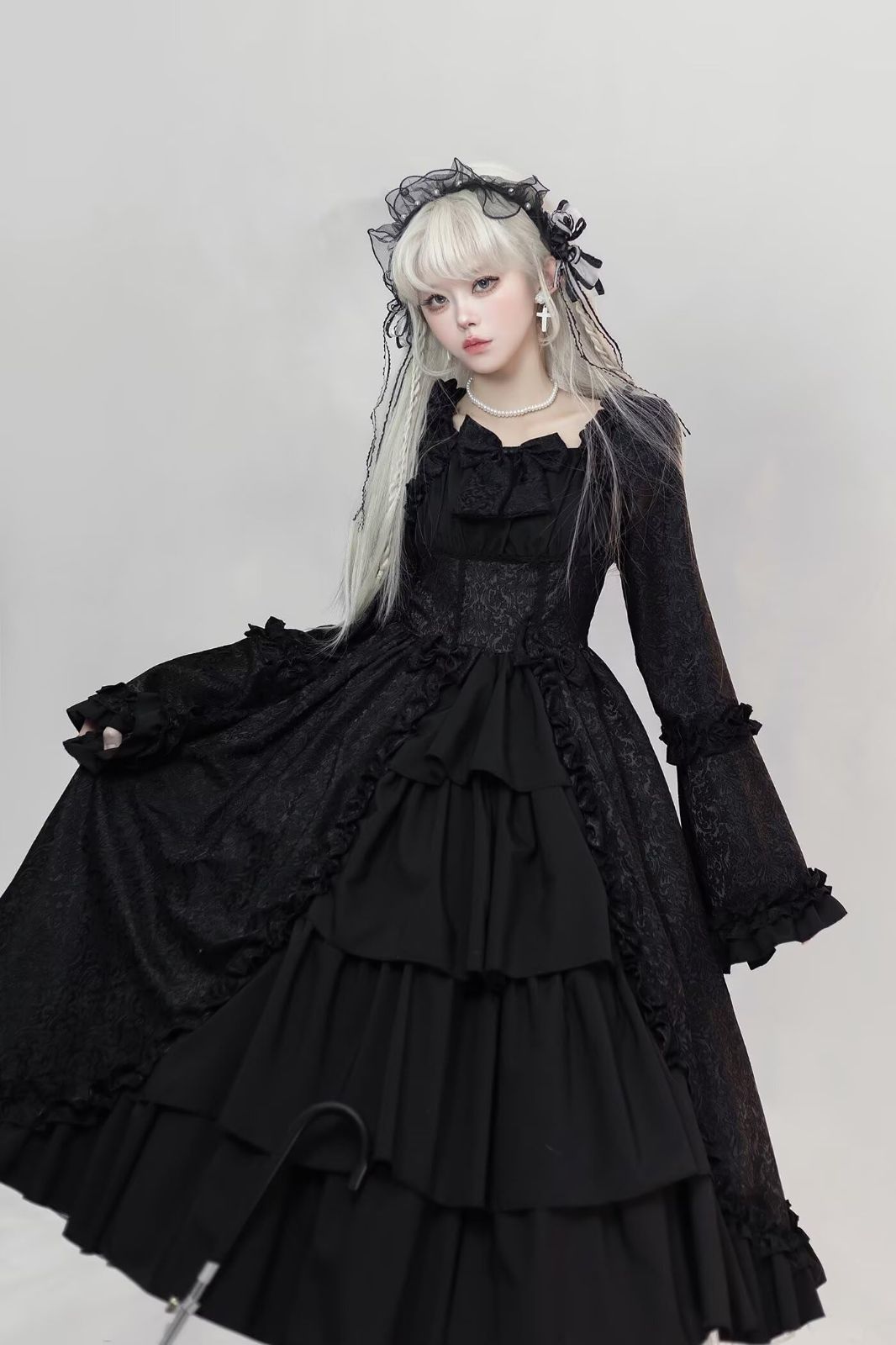 【在庫処分】甘ロリ お嬢様 大きいサイズ フリル 長袖 衣装 演出用 撮影 中世風衣装 姫 コスプレ ワンピース cosplay ゴスロリ lolita [Yucahype] レース