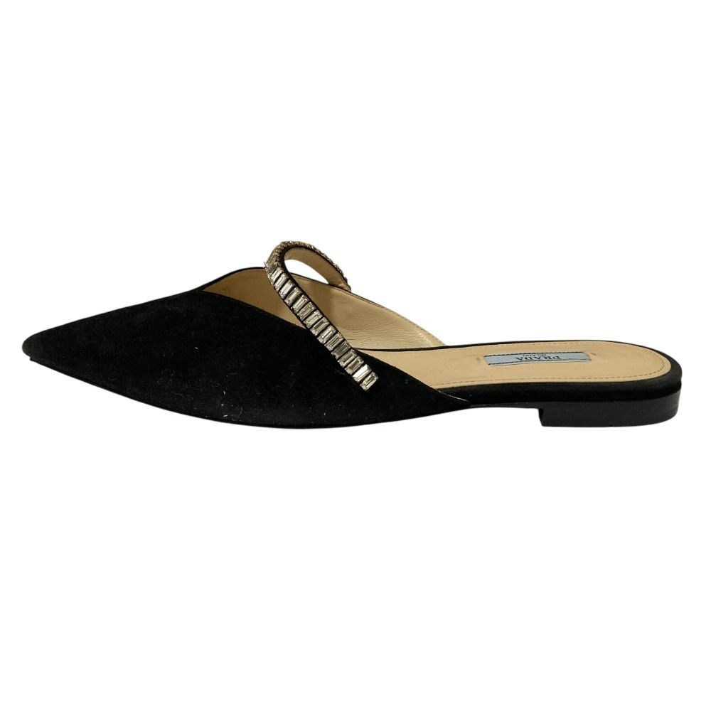 美品 PRADA プラダ ビジュー Vカット スエード ポインテッドトゥ 美品 PRADA プラダ ビジュー Vカット スエード ポインテッドトゥ