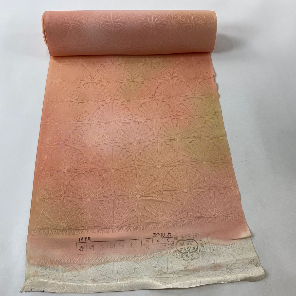 小紋 ぼかし波模様 正絹 反物 小紋 ぼかし波模様 正絹 反物