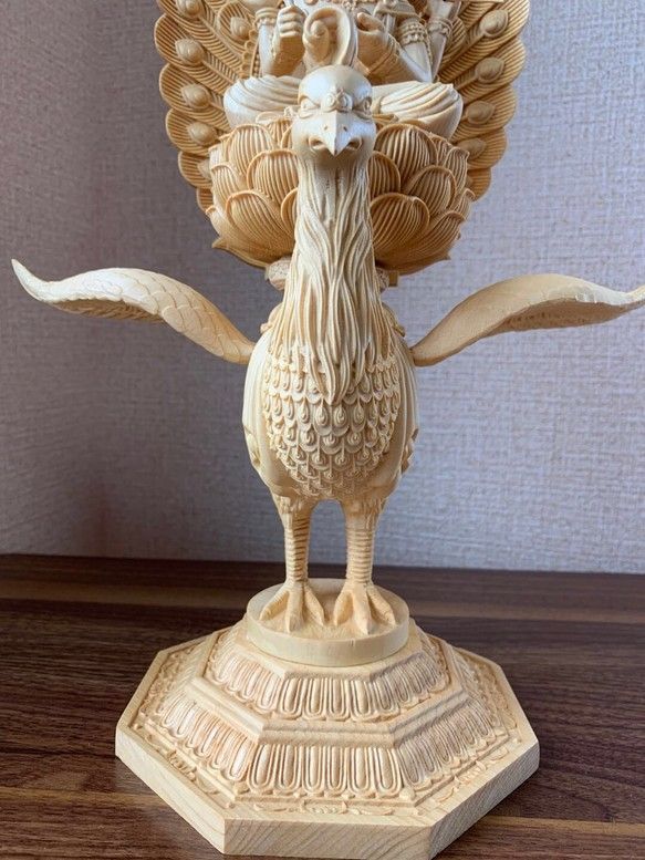 修縁堂】メッキ 孔雀明王 孔雀明王像 仏教美術品 供養品