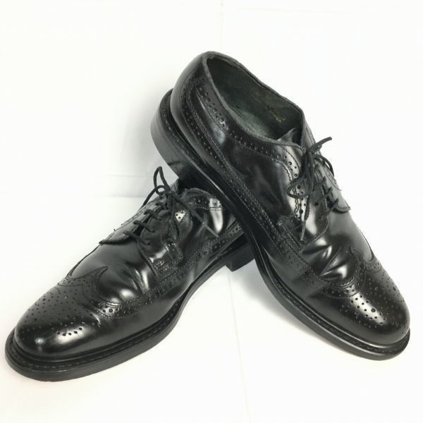 90s以前? Vintage品 JARMAN ジャーマン サイズ9.5D 27.0-27.5 黒|BLACK グッドイヤー製法 ウイングチップ ビジネスシューズ|管NO.ZD-51<sale>
