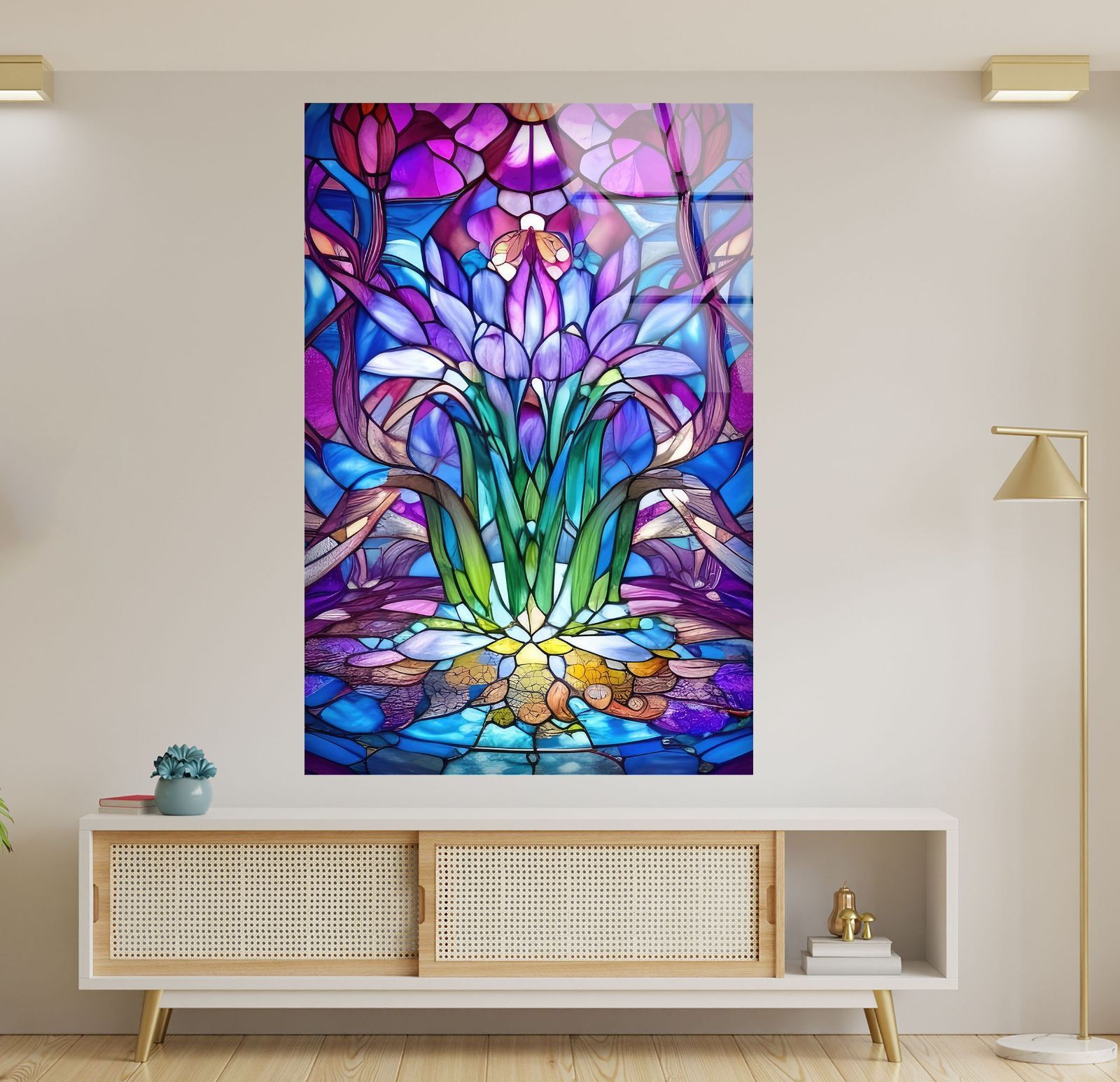 ガラスウォールアート ガラスアート素材：4mmの強化ガラス、ガラスの壁