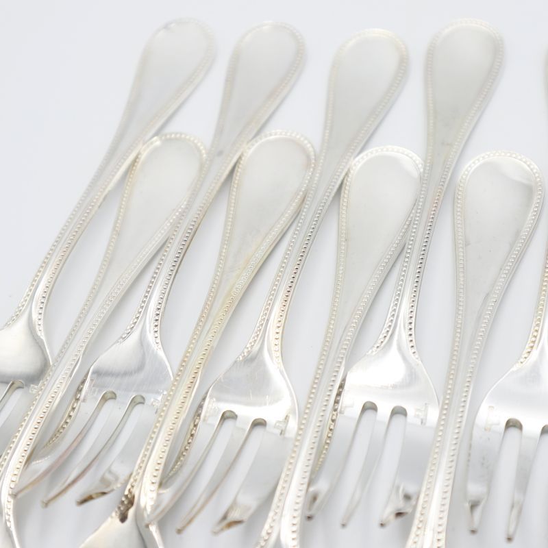  Christofle クリストフル パール シルバープレート デザートフォーク カトラリー12点セット K 08-k 146 フォーク カトラリー(スプーン等)