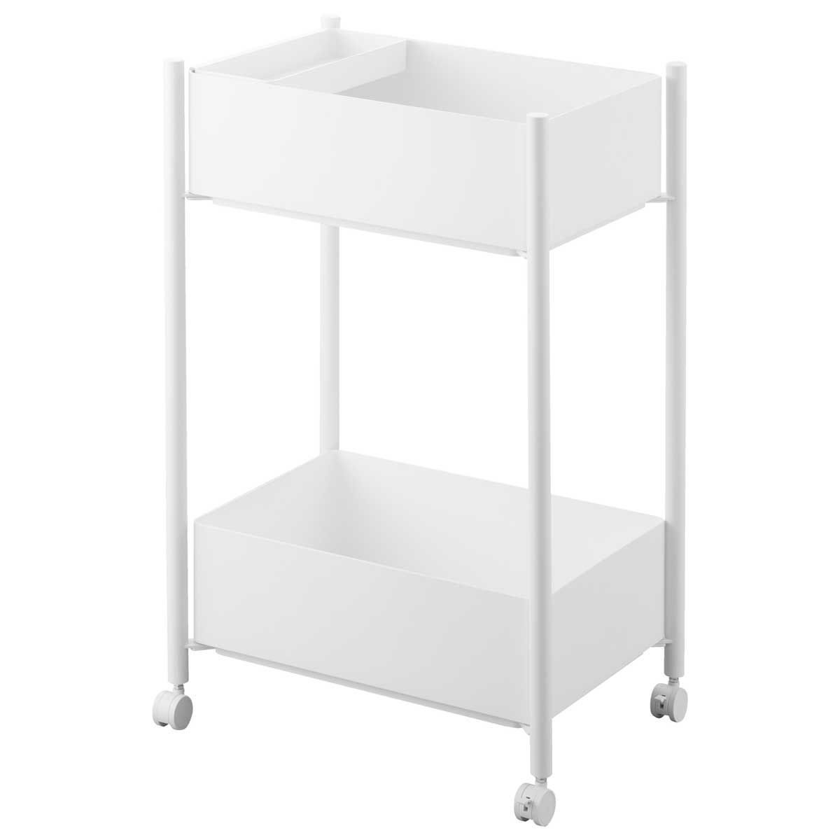 収納ワゴン キャスター付き 山崎実業 tower タワー 小物トレー付き収納ワゴン 2段 10183 ホワイト SPORTUS 沖縄