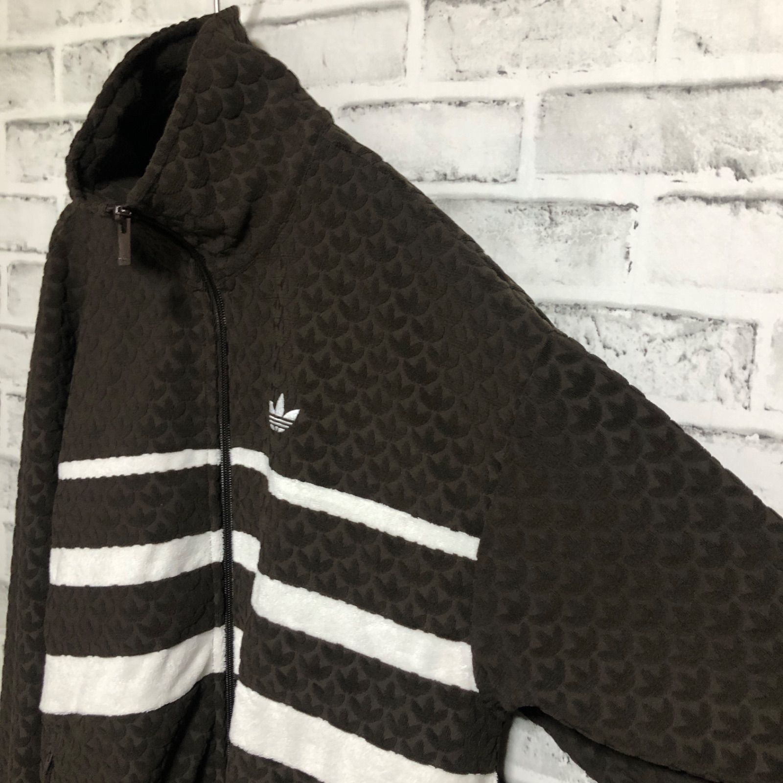 新品XS⭐️adidas ダークブラウン モノグラム トラックジャケット